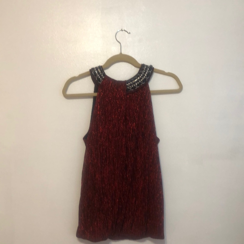 Shiny Red, Black, silver Top Alfanii Medium